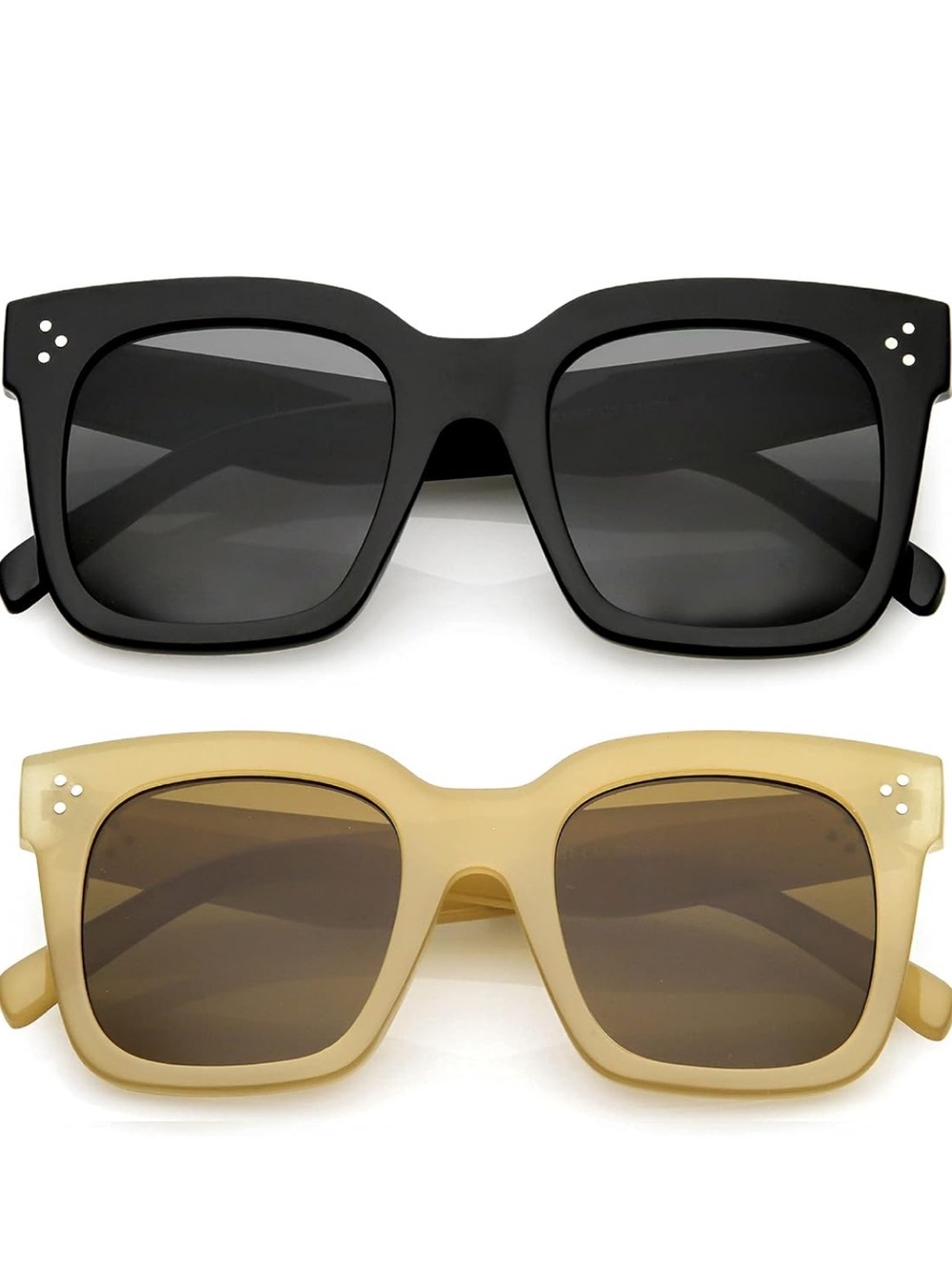Classic Square Sunglasses - Black & Beige